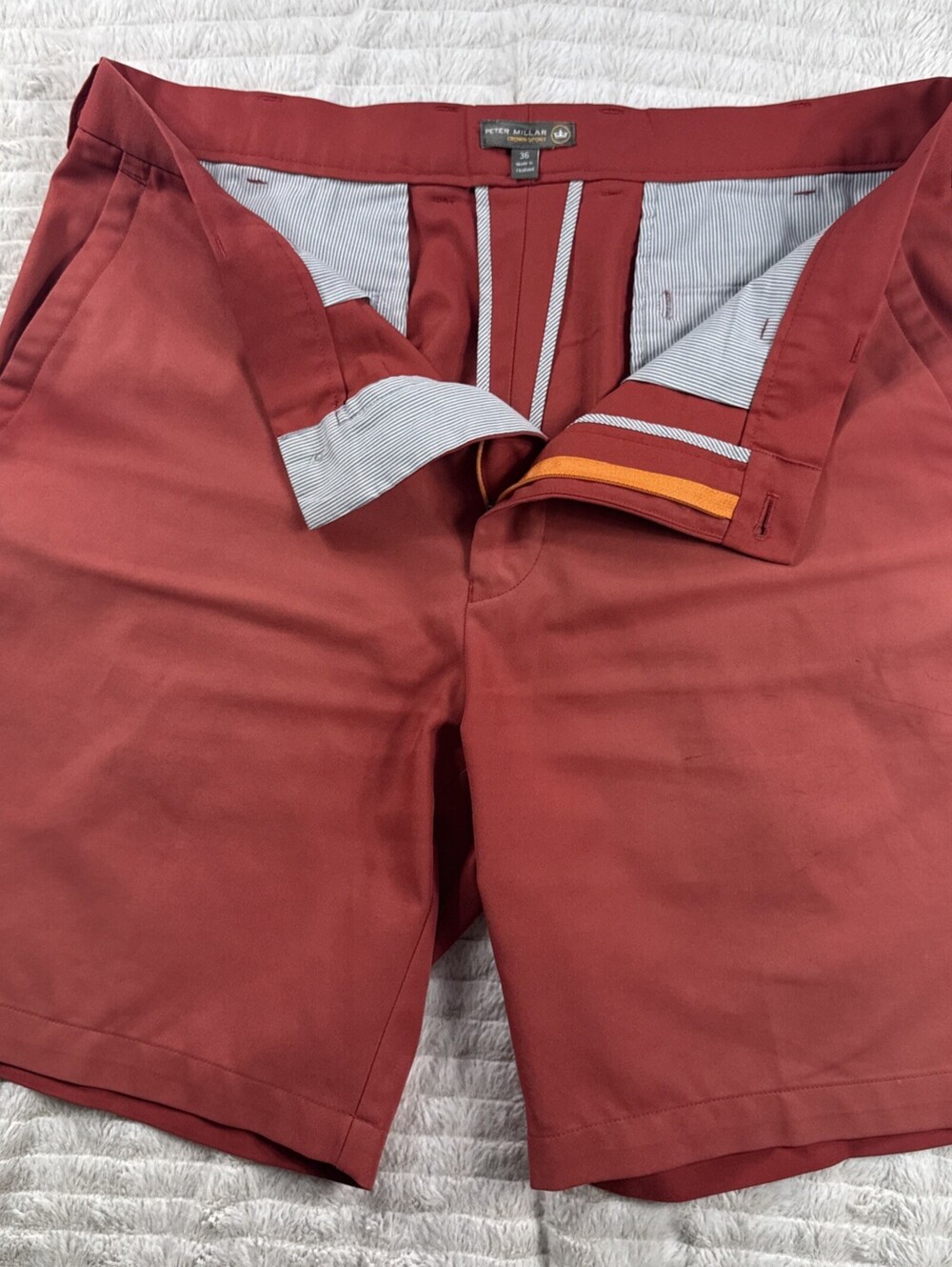 Peter Millar Performance Salem Golf Chino Shorts Mens 36x9” Red Flat Crown Sport